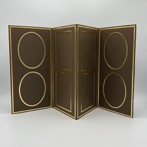 BROWN TRIFOLD CARDBOARD FOLIO PHOTO DISPLAY Brand New